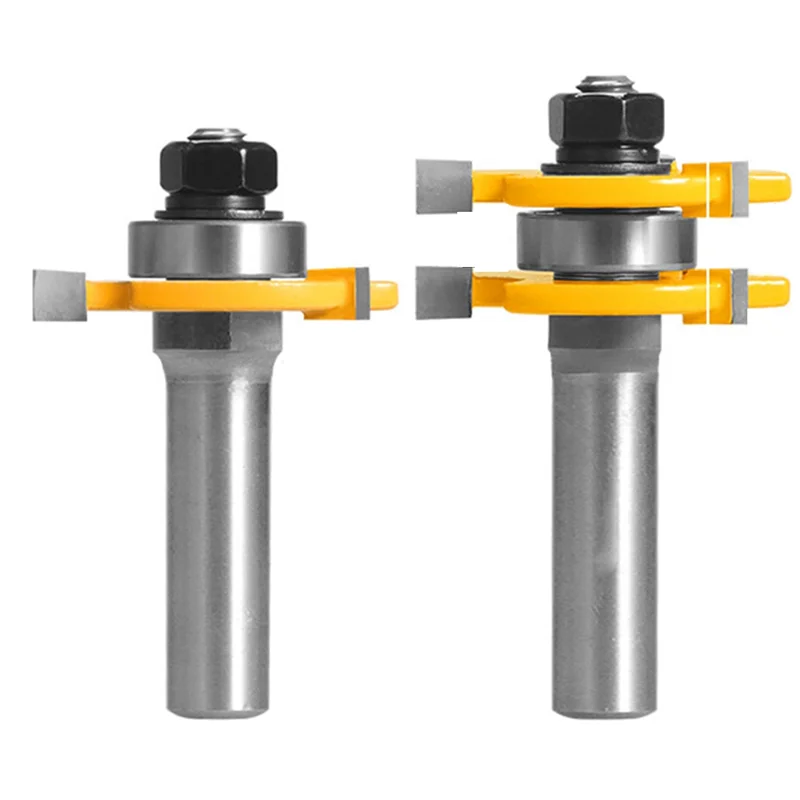 

WFF 2Pcs Shank Joint Assembly Router Bit Set Tongue & Groove T-Slot Milling Cutter For Woodwork Cutting Tools
