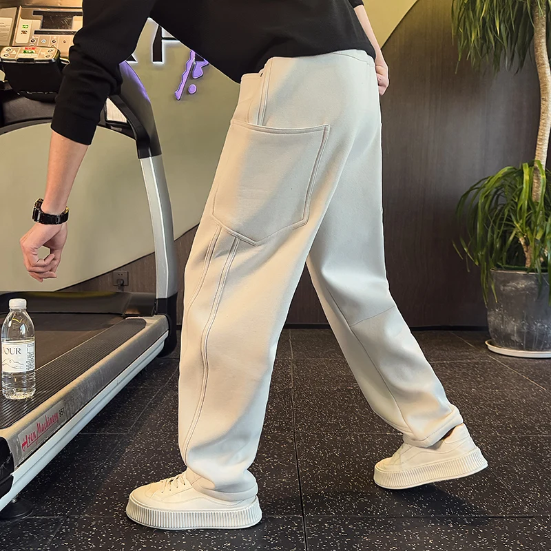 

Повседневные спортивные брюки на флисовой подкладке, стандартный крой, два цвета, трикотаж из хлопка и полиэстера, молодежный стиль, осень-зима, модные