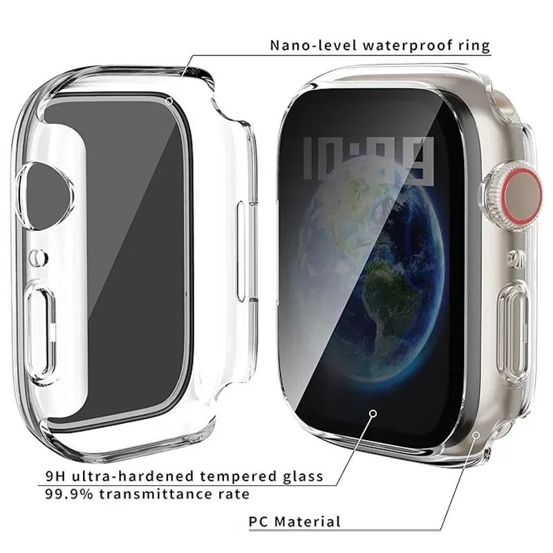 Privacy Screen Protector Case For Apple Watch 46mm 45mm 40mm 41mm 44mm Cover For iWatch Series 10 9 8 7 6 4 SE Protection Bumper
