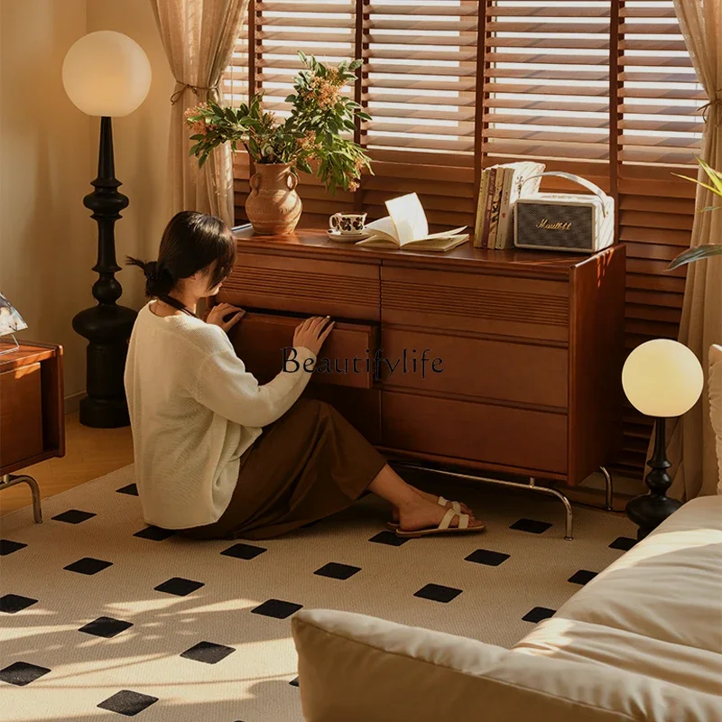 Solid wood six-bucket cabinet, boxwood living room against the wall, antique storage, retro floor cabinet