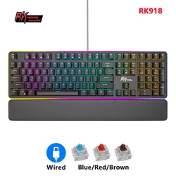 Проводная Механическая клавиатура RK ROYAL KLUDGE RK918 с 108 клавишами, 100% RGB подсветкой, игровая клавиатура с большим светодиодным крутящим боковым освещением