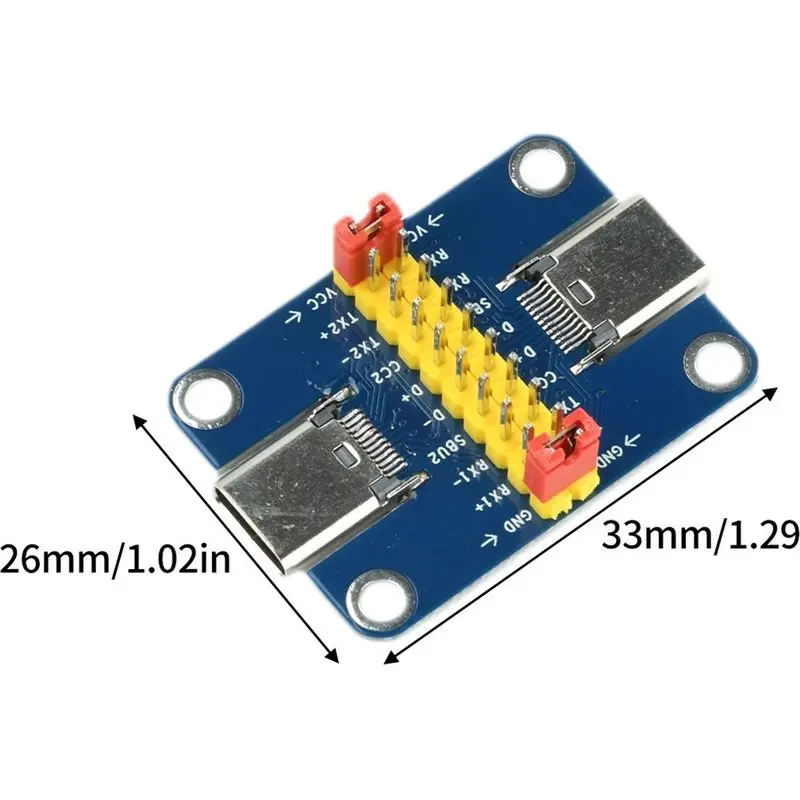 DTA5 Type C Test Board USB 3.1 Reversible Adapter M to F 2.54mm Pin Header Data Cable Detection Test Head for Hardware Debugging