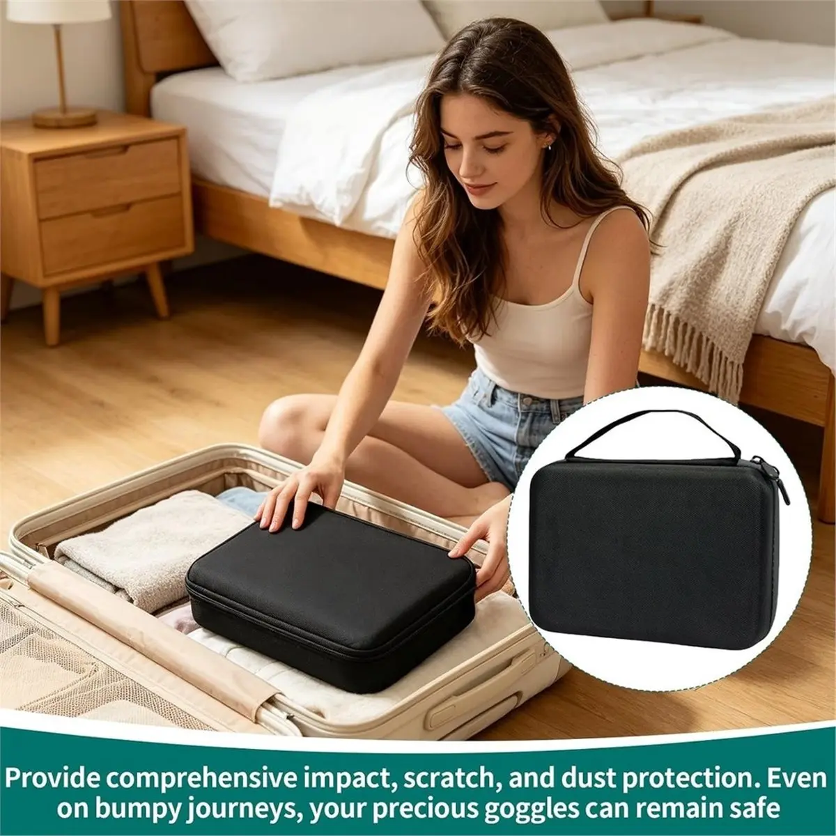Travel Sunglasses Case Hard Shell, Sunglasses Organizer Portable Eyeglasses Storage Box with 8 Adjustable Dividers