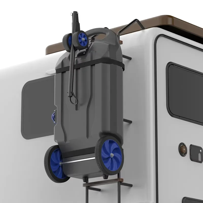Portable Water Tank with Solid Handle, Odorless Tote for Camper with Large Wheels, Portable Water Holding Tank 34 Gallons