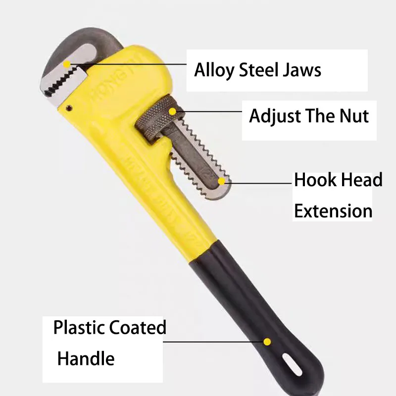 

Heavy-Duty Straight Pipe Wrench, 8/10/12/14/18 inch Adjustable Plumbing Wrench,Heat Treated Water Pipe Clamp Pliers