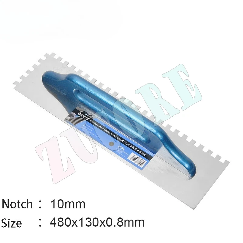 Кельма Jumbo с квадратным зубцом, 19 дюймов, нержавеющая сталь с закрытой деревянной ручкой для плитки большого формата