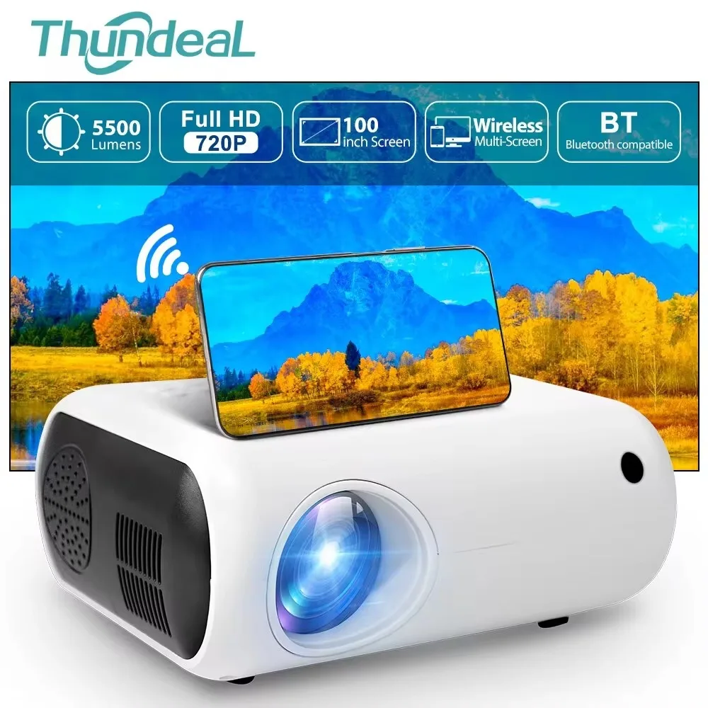 Thundeal TD50 Mini Projector Portable WiFi Home Cinema For 1080P Video Projector 5500 Lumens Beamer Home Cinema