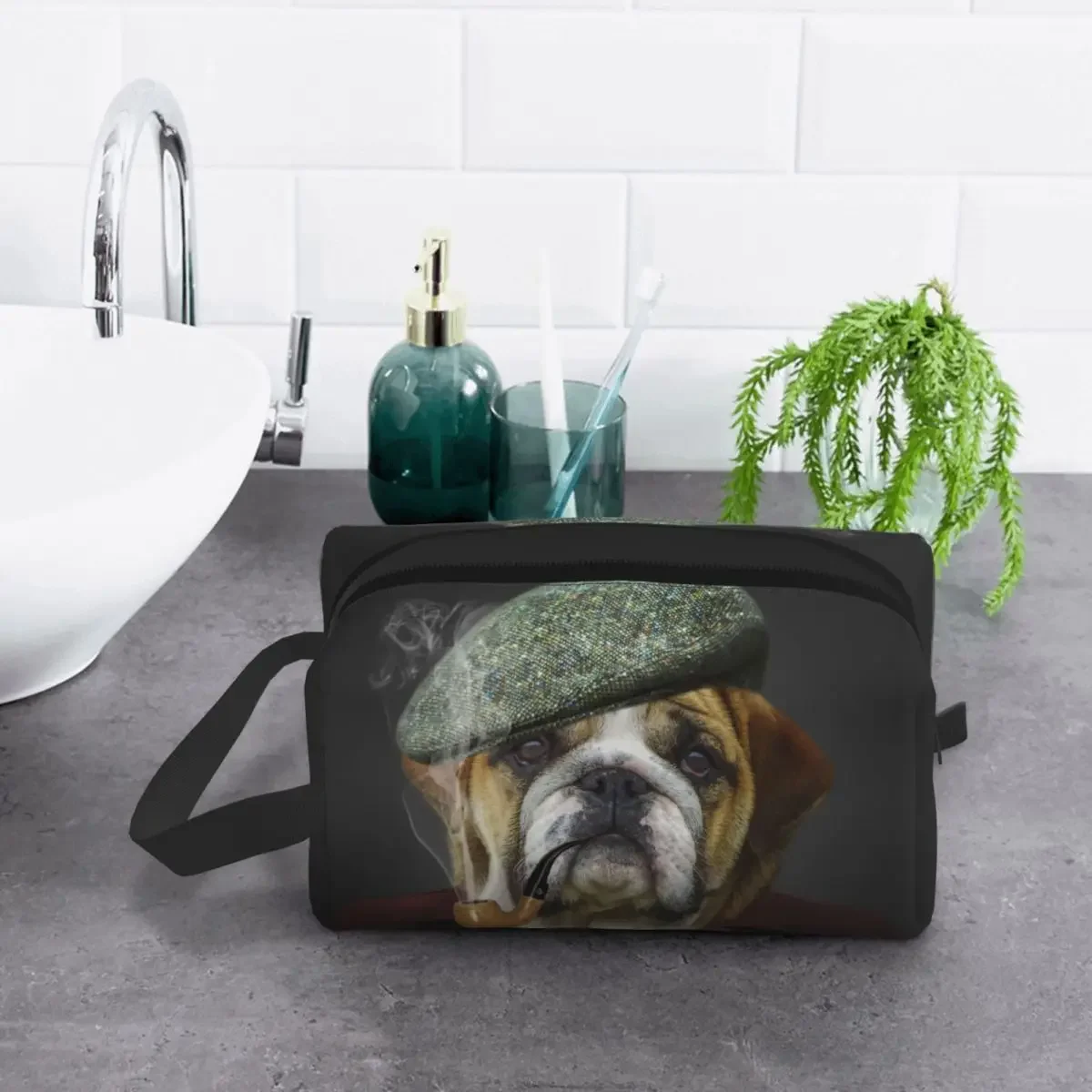 Benutzerdefinierte englische Bulldogge Kulturbeutel Frauen Haustiere Doggo Dogy Lustiger Welpe Make-up Kosmetik Organizer Lady Beauty Aufbewahrung Dopp Kit Box