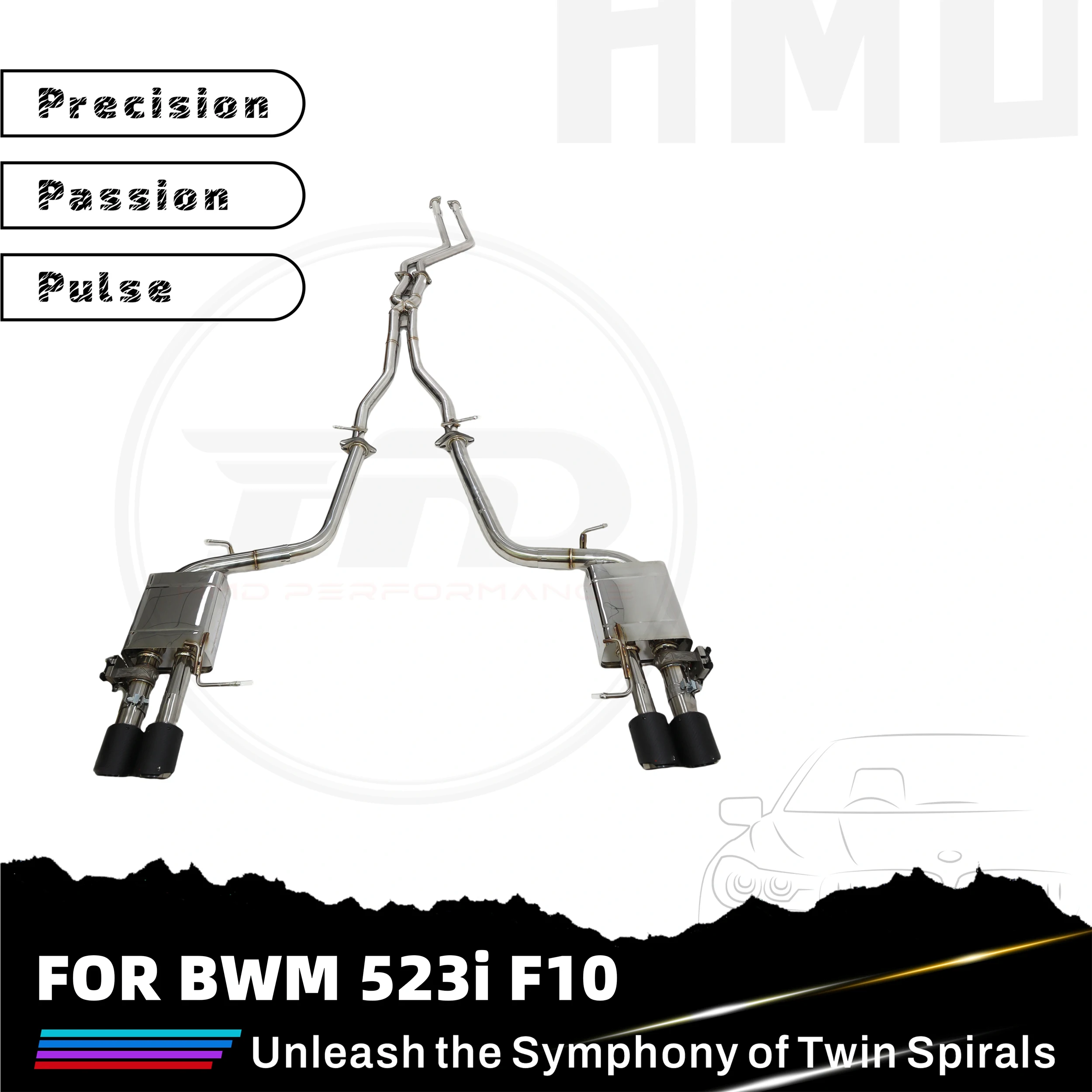 

Высокопроизводительный HMD Catback для выхлопной системы BWM 523i F10 из нержавеющей стали с электронными насадками глушителя клапана