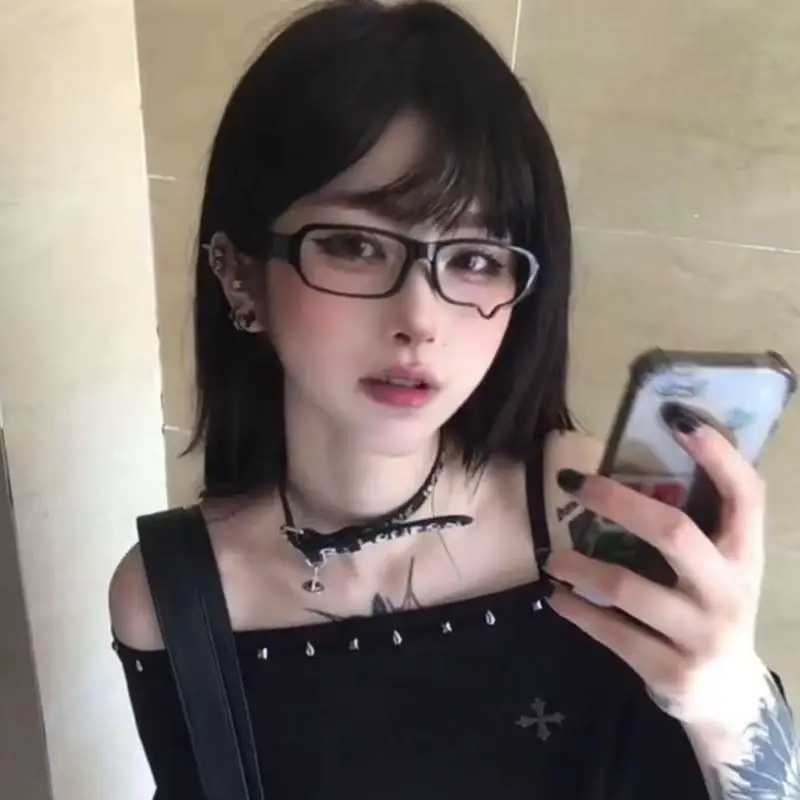 #1PC Y2K New Anime Crying Dripping Tears Glasses Unisex Black Eyeglass Frame Retro Kawaii Fashion Halloween Cosplay Accessories