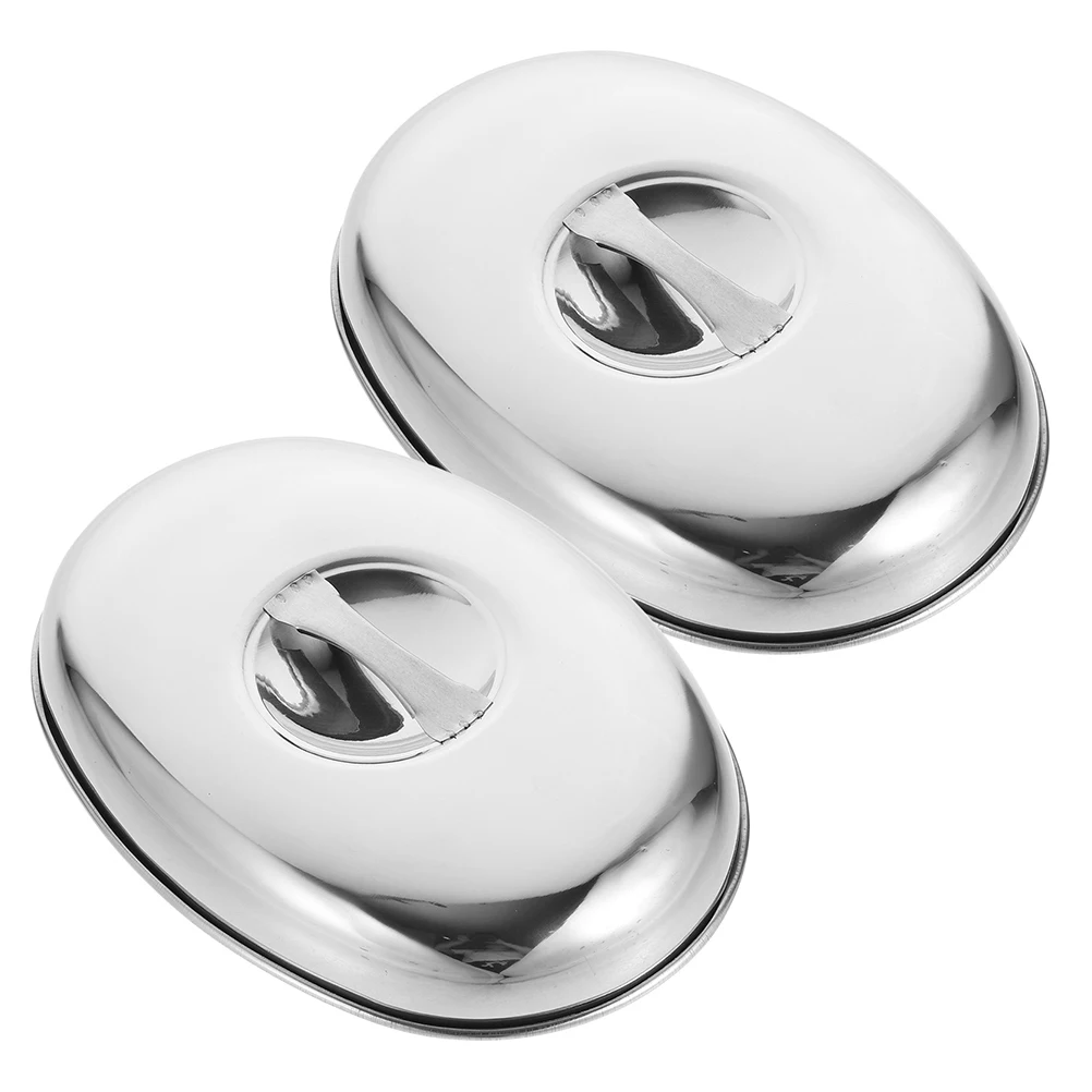 

2 Pcs Steak Cover Steaming Meal Warmer Butter Dome Vegetable Stainless Steel Food Lid