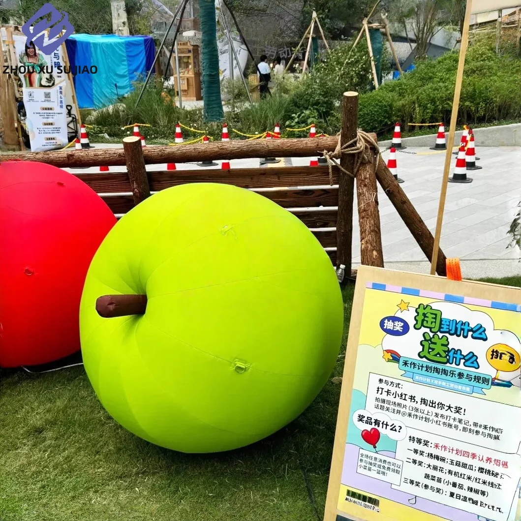 

Realistic inflatable art apples, outdoor roof architectural decorations, and lifelike advertising models