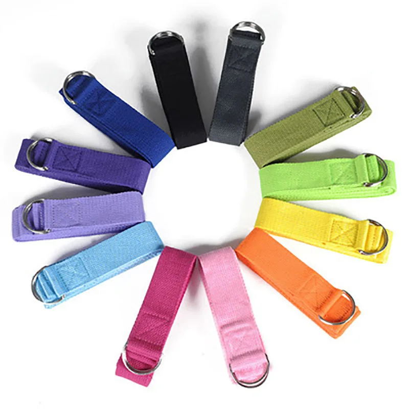 Yoga Strap Cotton Exercise Yoga Belt Adjustable Woven Stretch D-Ring Buckle Fitness Stretching Bands Pilates Rope 183*3.8cm