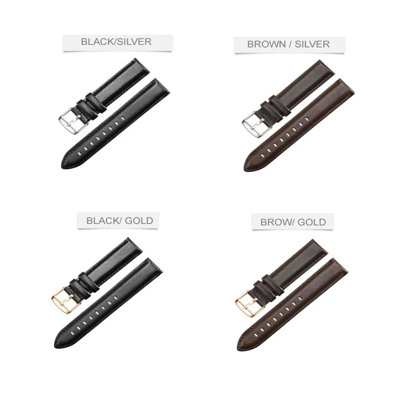 Correa de reloj de cuero genuino, pulsera negra, accesorios de reloj, 18mm, 20mm, nuevo