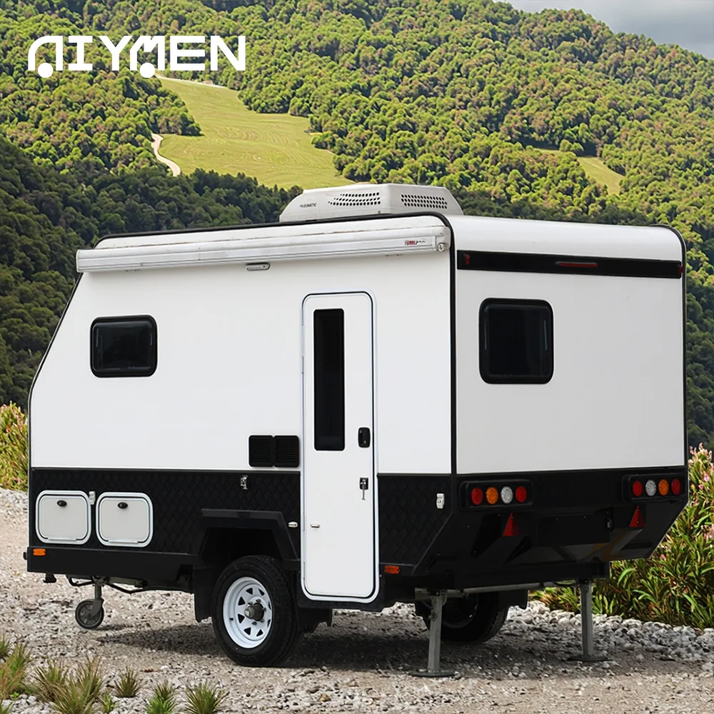 Custom Lightweight Hybrid Fiberglass RV Caravan Modern Medium Travel Trailer for Luxury Outdoor Adventures Off-Road Movable