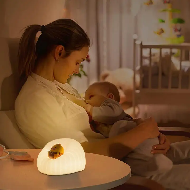 

Silicone Night Light For Kids Baby Feeding Lamp Auto-timer Lying Sofa Cartoon Touch Light 3-Levels Nursery Lighting For Kids