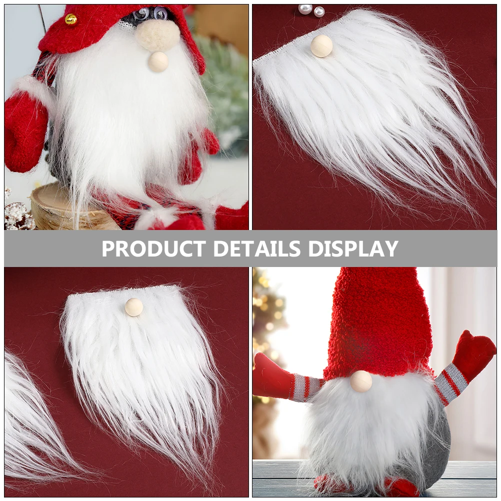

24 set Gnome Beards Hair Accessories 12White18x9cm Wooden Balls Craft Supplies Faux DIY Christmas Decorations