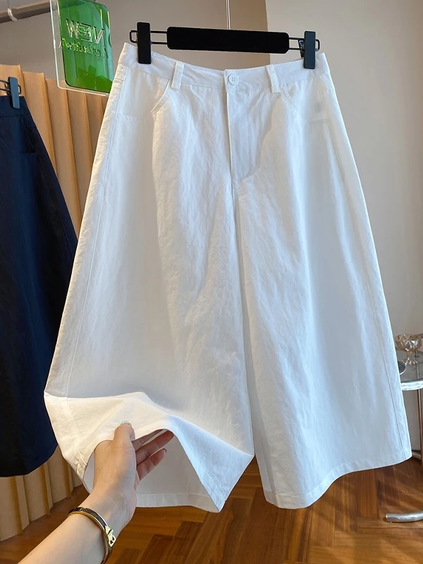 

plus Size Wide Leg Pants Women Summer Thin Casual Versatile Beautiful Straight Seven-Foot Pants High Waist Loose Fit ket