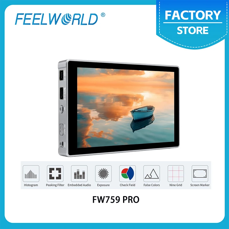

FEELWORLD FW759 PRO 7-Inch Touch Screen Camera Field Video Monitor 4K HDMI 1280x800 IPS