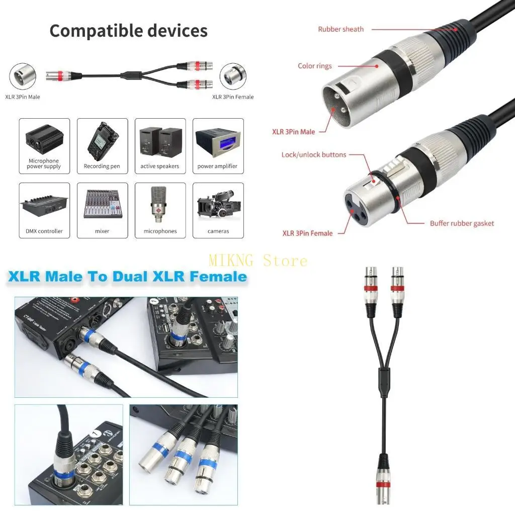 3PIN мужчины до двойного 3PIN Женский кабель с расщеплениями для микрофонов усилителей 50 см лучшей продажи