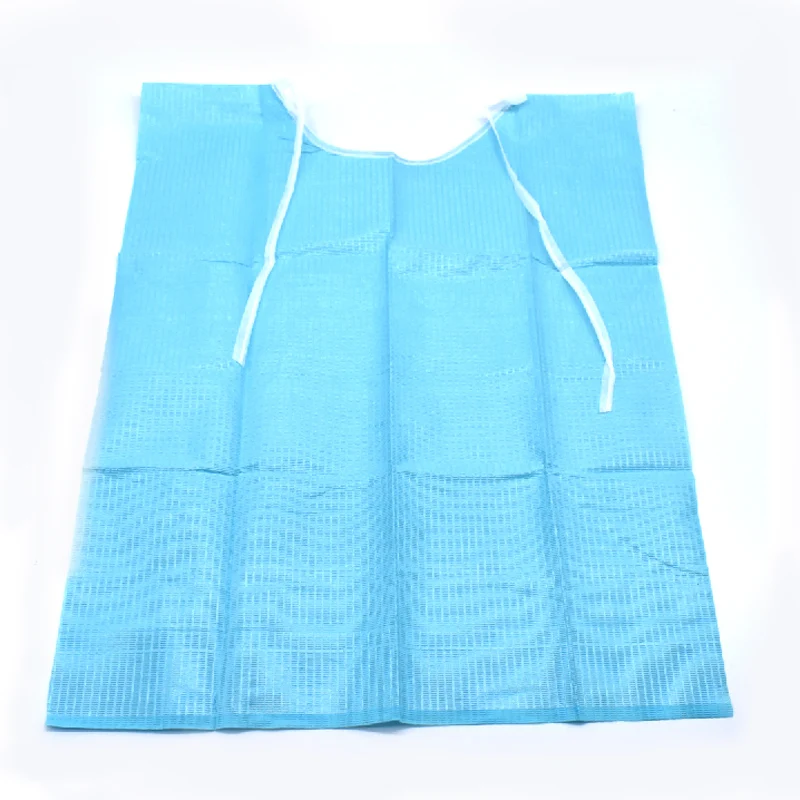 30 Pcs/pack Disposable Dental Bibs with Individual Ties Waterproof Sheets Blue
