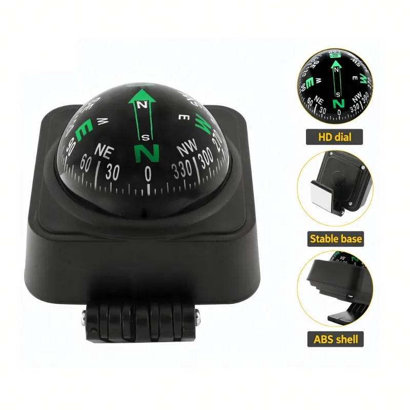 LC450 Plastic Car Compass Ball, High-precision Spirit Level Gauge, Road-trip Navigation Gadget, Dashboard Direction Finder