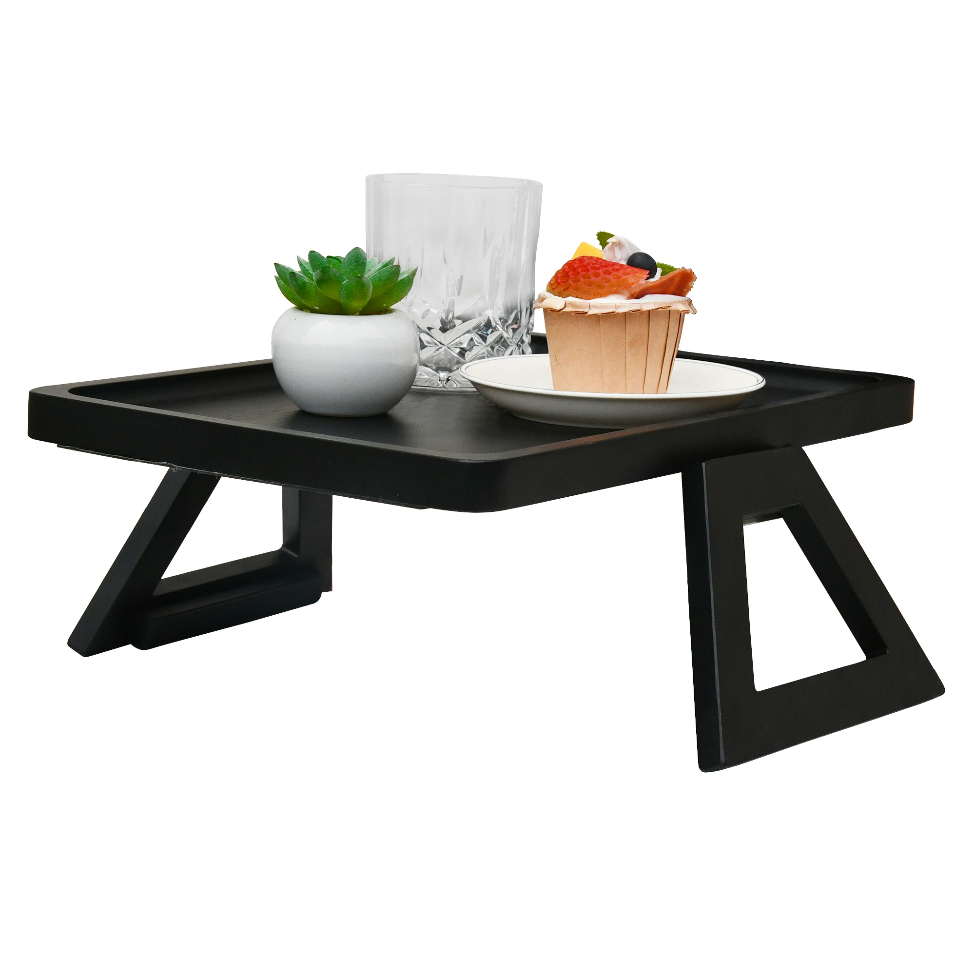 Stuck in  Armrest Tray of Sofa, Clamp Small Tea Table on  Side, Mini Edge, a Few Cups, and Storage Rack