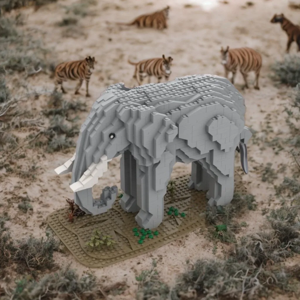 2202pcs MOC Elephant Sculptures Model Building Blocks Construction Toys Christmas Gift Collection Art Education Brick Craft