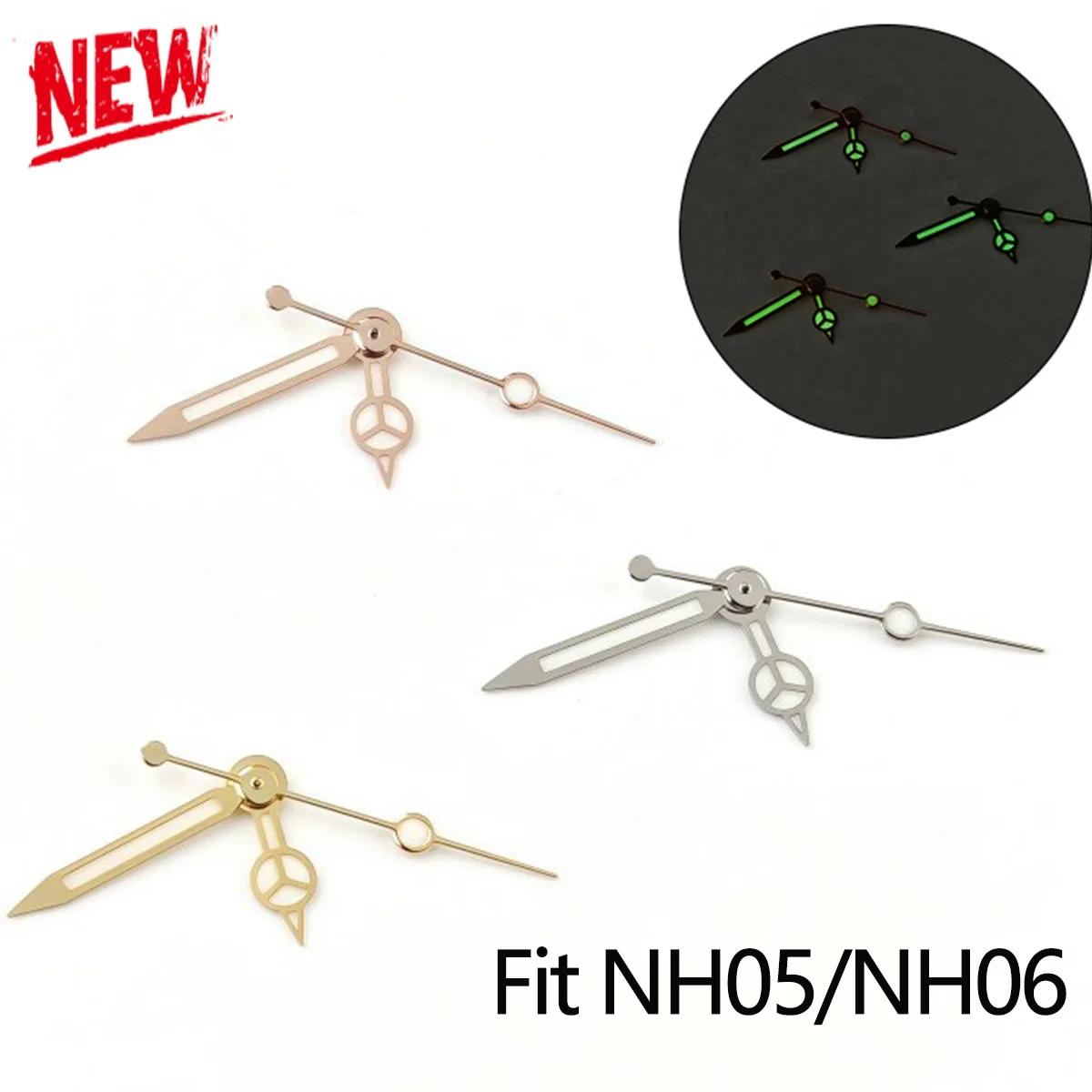 New Watch Hands Fit NH05 NH06 Green Luminous Silver/Gold/Rose gold/ Automatic Watches Movement Accessories Parts