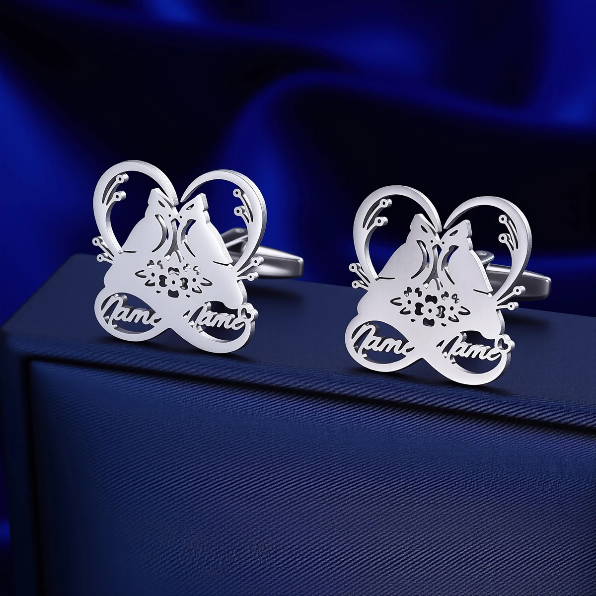 Customized Name Men Lovebirds Cufflinks Customized Suit Shirt Stainless Steel Buttons Sports Jewelry Gifts