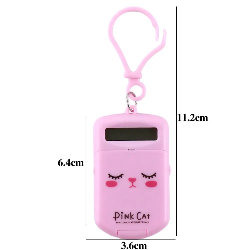 Button Battery kawaii Mini Key Ring Cartoon 8 Digits Display Stationery Calculating Tool School Office Supplies Calculator