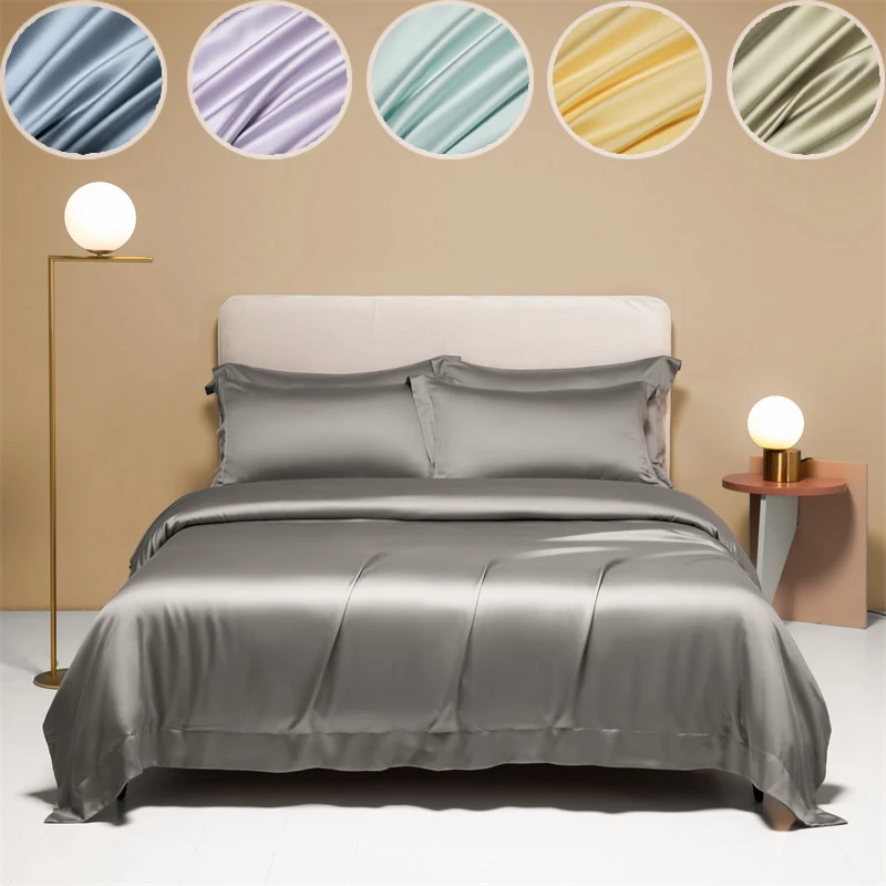 

3pcs/set 100% Bamboo Bed Sheet Set Solid Color Cooling Bedsheet Bed Linen Quilt Cover Bed Cover 1pc Dovet Cover 2pcs Pillowcase