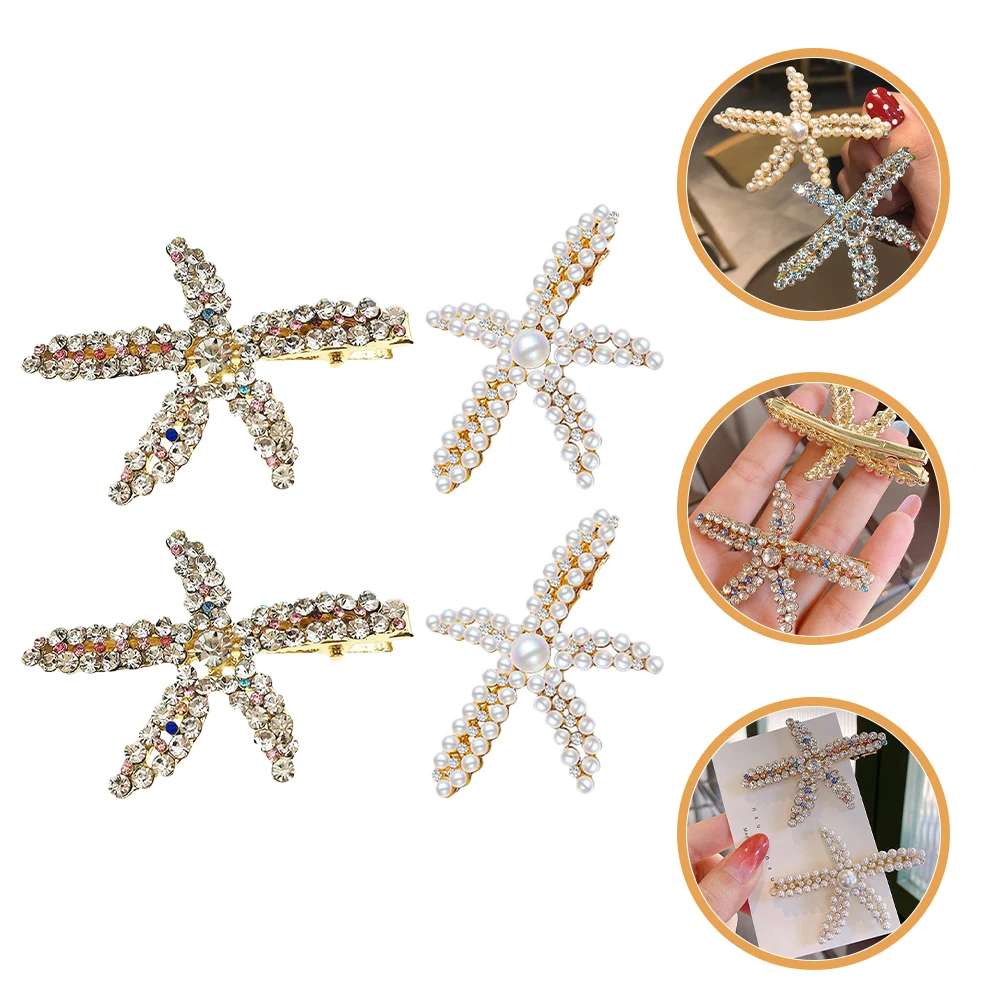 

4 шт. свадебные аксессуары для волос, зажимы для волос, заколки со звездами для женщин, заколки со стразами