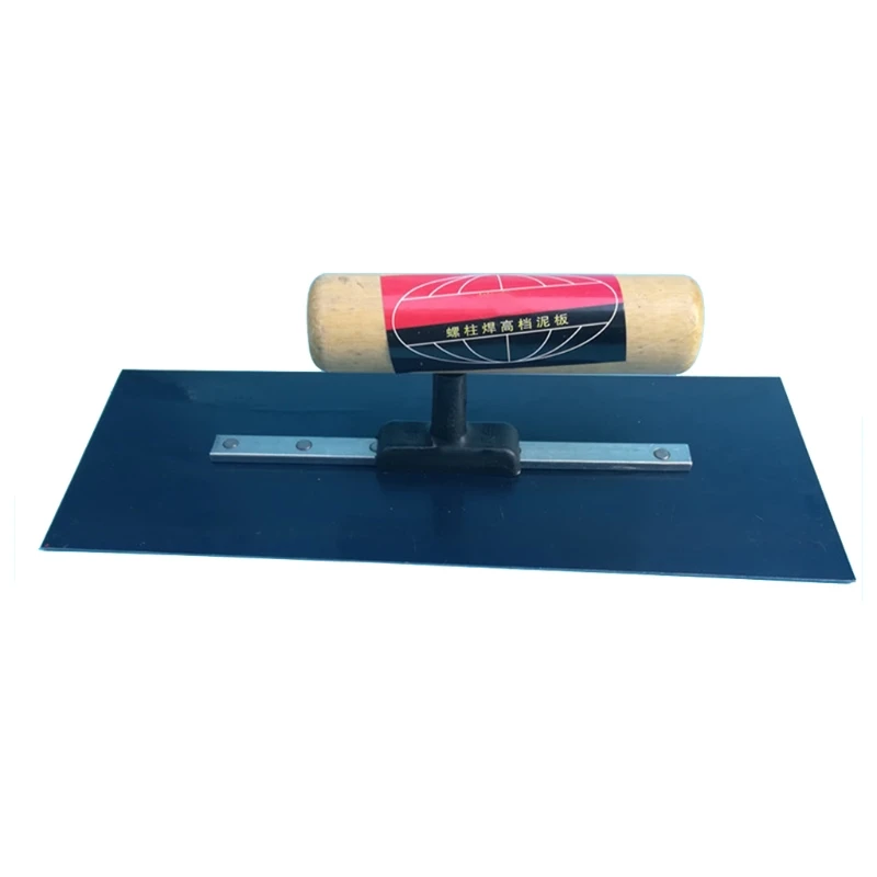 W2E3 Innovative Improvement Wooden Handle Blue Steel Flatedged Anti-rust Plastering Trowel Wall Floor 24x10cm/9.45x3.94''