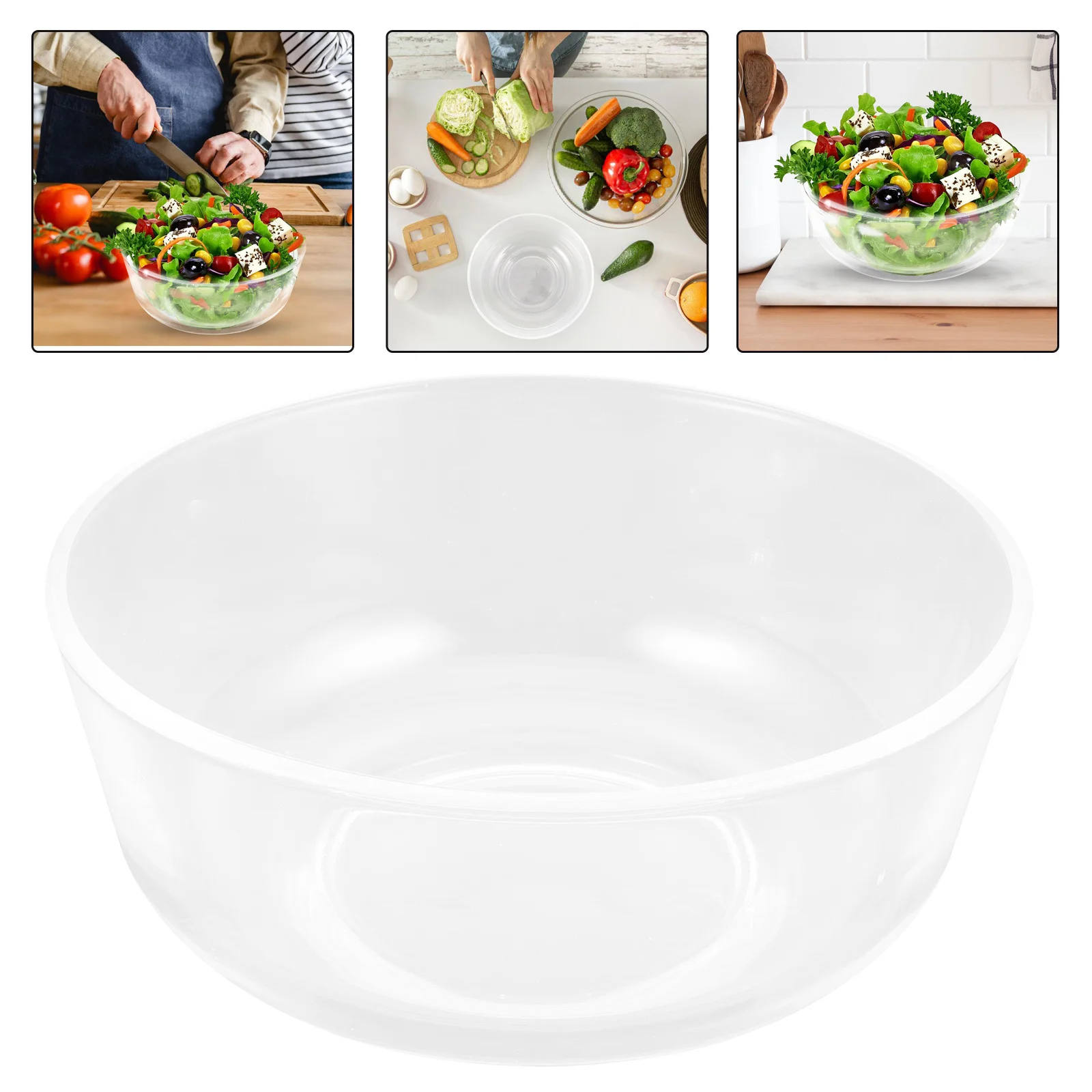 

1pc 7 Inch Lead-Free Glass Bowl Heat Resistant Transparent Dessert Fruit Salad Serving Bowl For Wedding Party Daily Use Chips