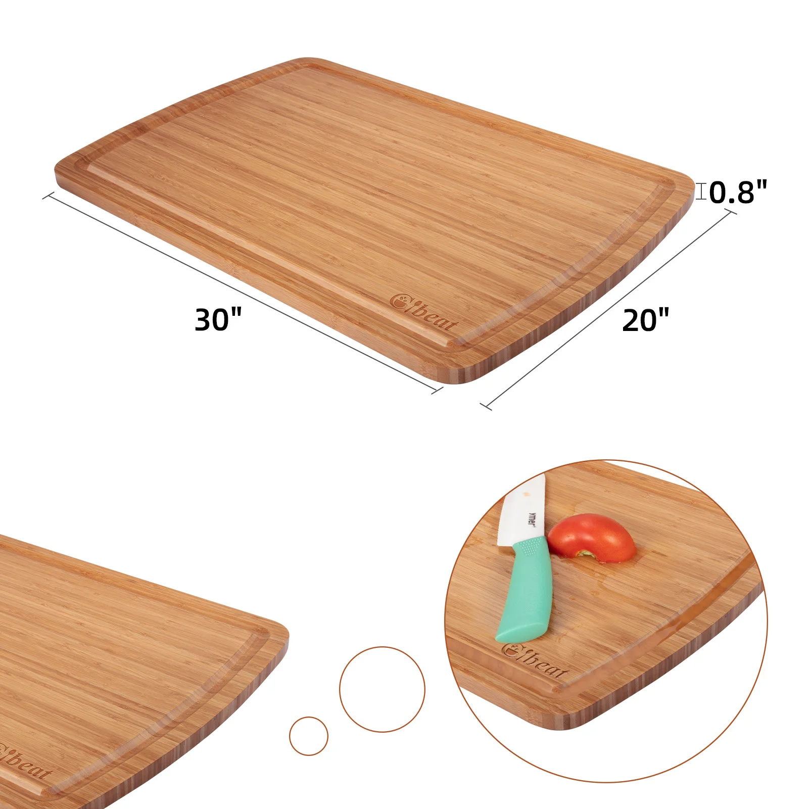 30 x 20 Wooden Cutting Board Cutting Board Stove Top Cover,Kitchen Bamboo Cutting Board with Juice Slot,Large Charcuterie Board