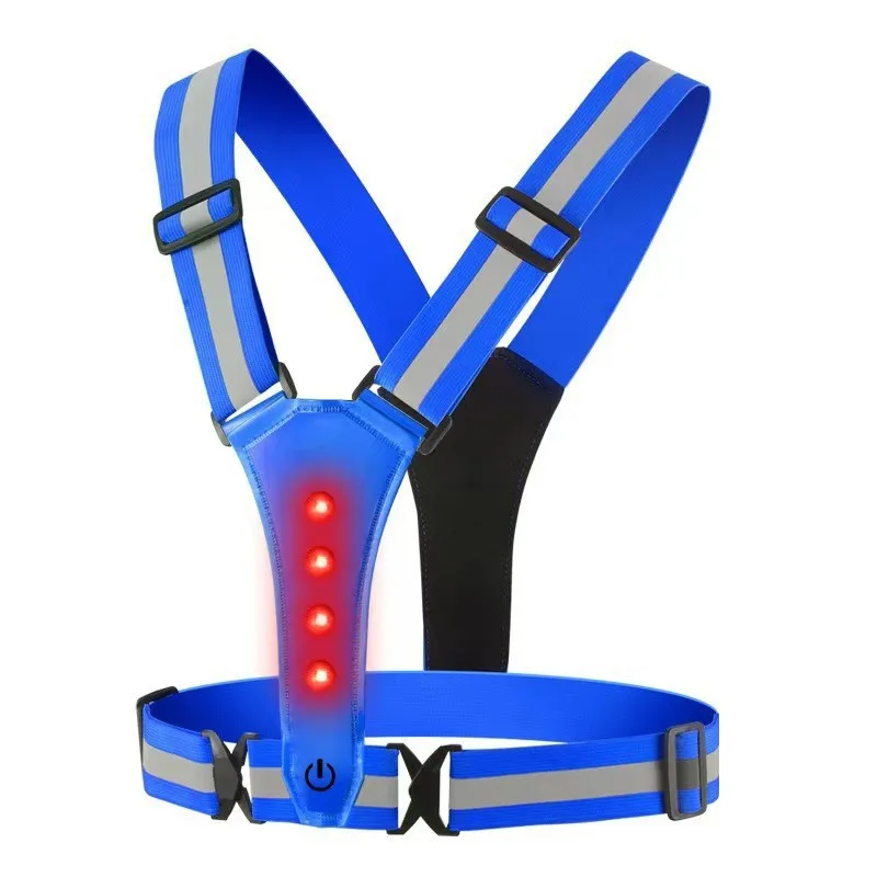 LED Running Vest USB Rechargeable Reflective Night Work Security Vest Adjustable Night Running Vest High Visibility Elastic Band