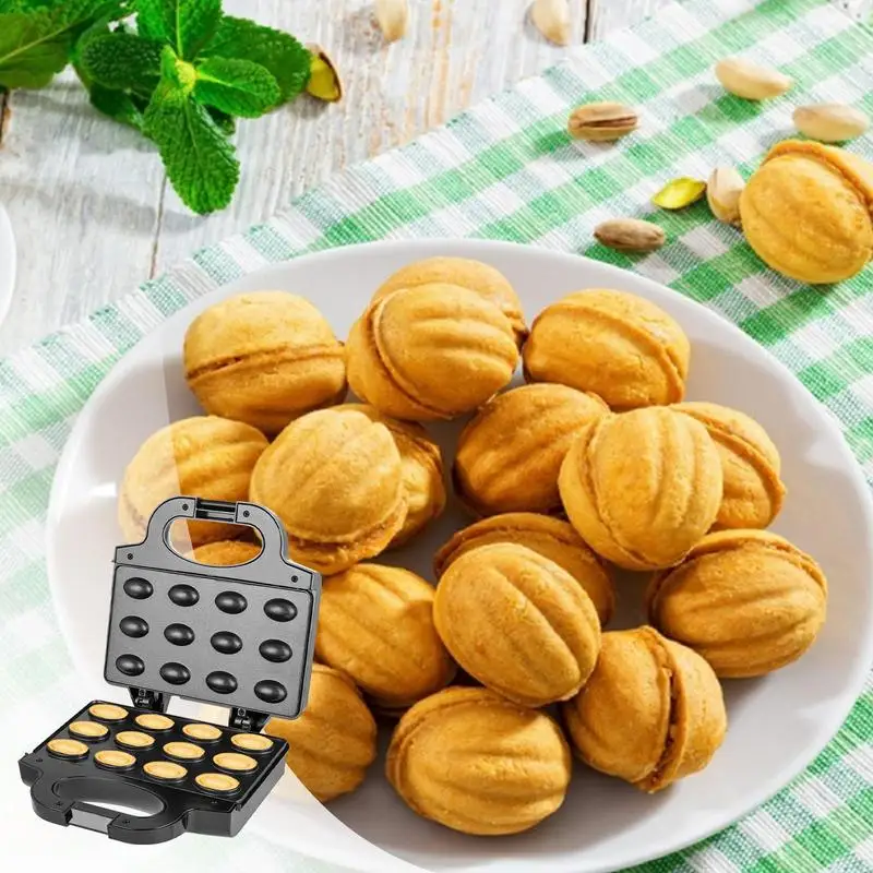 Double-Sided Heating Nuts Cookie Machine  Candy Maker wells griddle Walnut Mold Pastry Nut Walnut Cookie Baking for Breakfast