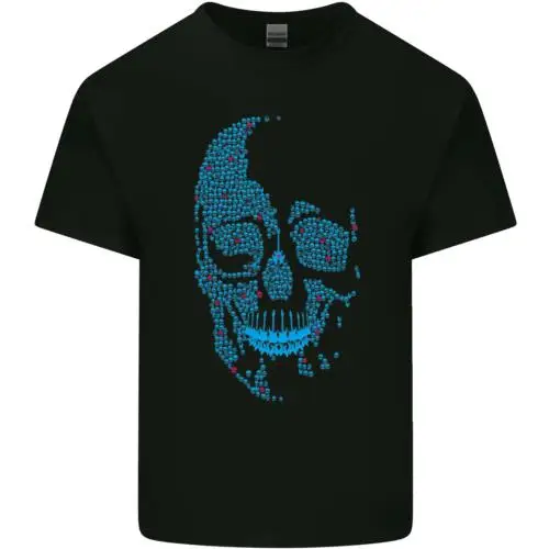 A Blue Skull Made of Guitars Guitarist Mens Cotton T-Shirt Tee Top