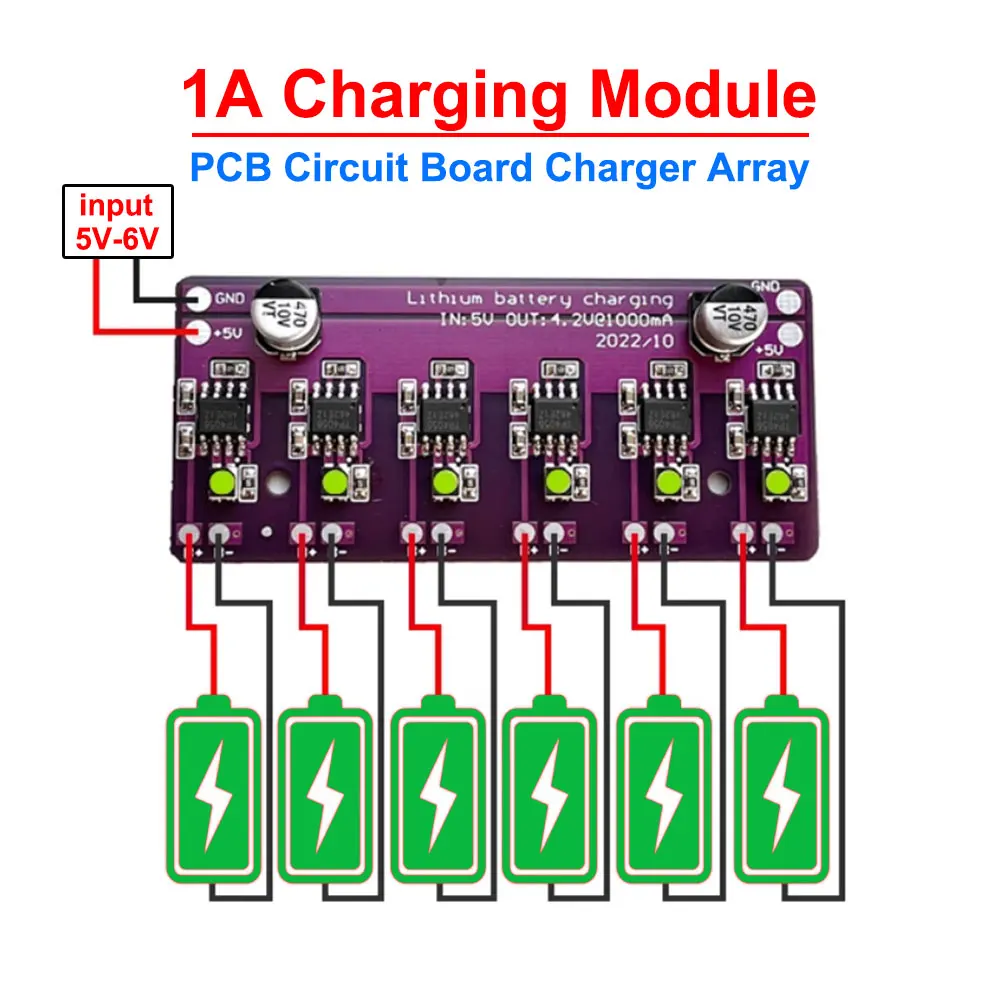 

1A PCB Circuit Board Charger Array Charging Module 5V Input for 18650 4.2V Lithium Battery Electric Scooter Accessories