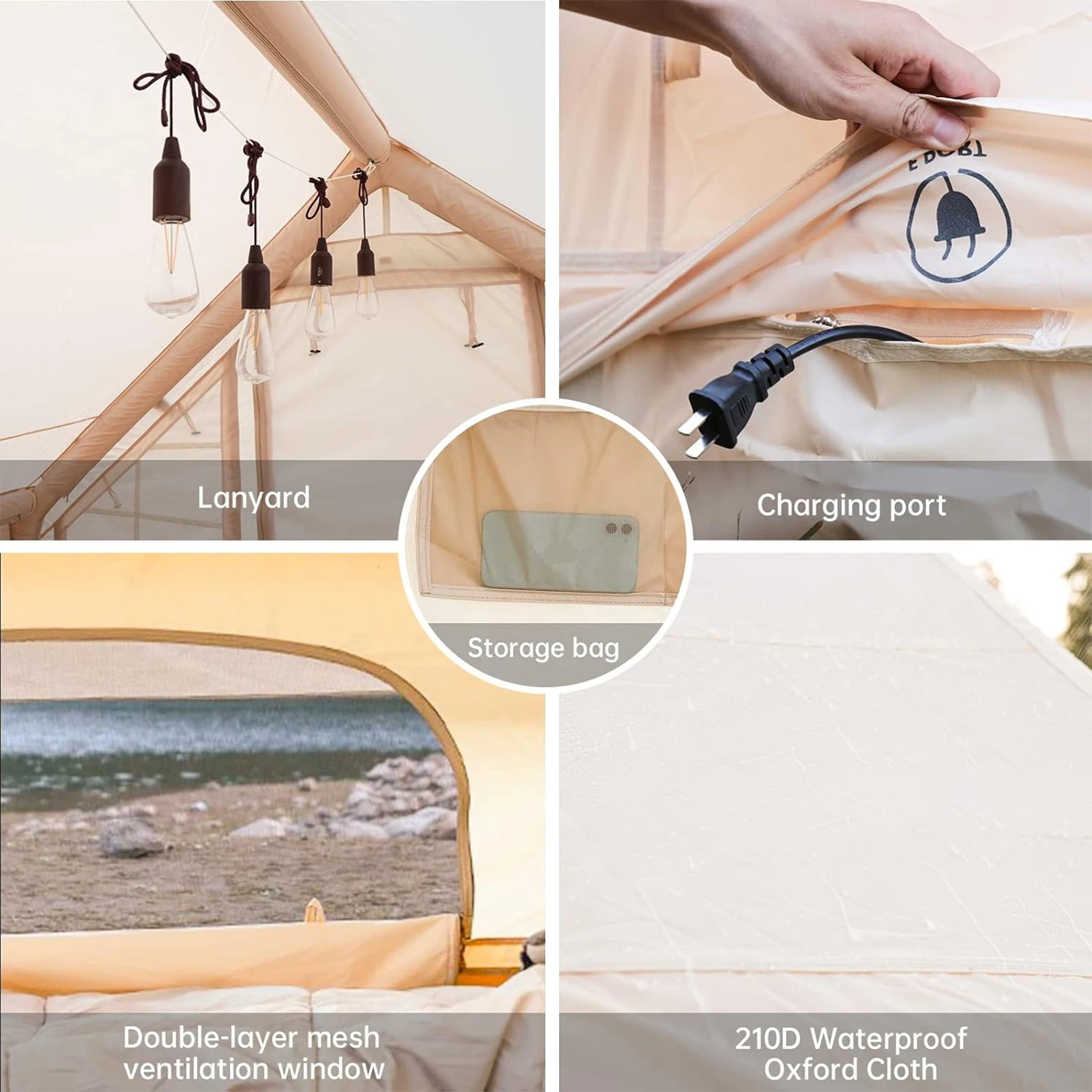 

4-6 Person House Portable Glamping Tent with Hand Pump Instant Glamping Camping Tents House Storage Bag for Adults Travel Hiking