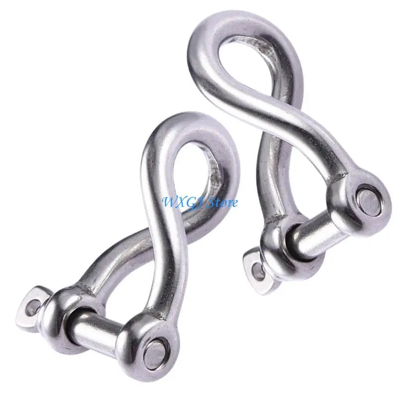 

37JE 2Pcs Twisted Shackle Screw Pin Rustproof 5/32" Screw Pin Shackle for Sailing