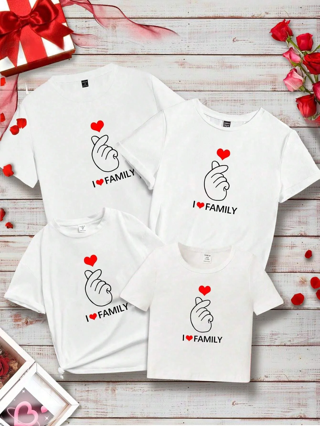 Fashionable letter love printed solid color T-shirt for family parent-child casual breathable 100% pure cotton short sleeved 56