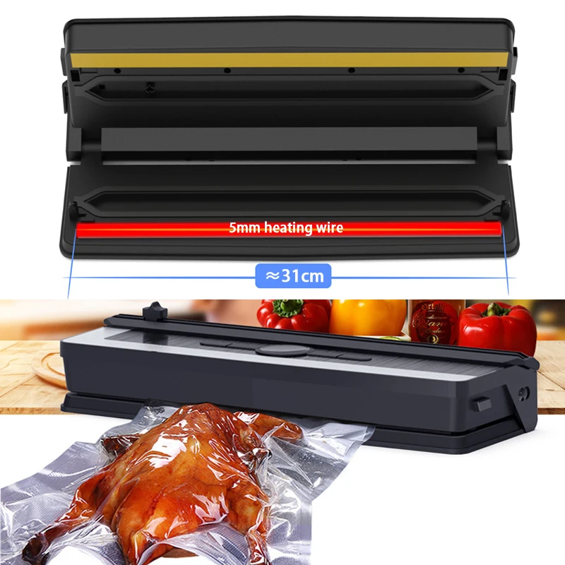 Automatic Vacuum Sealer Machine for Home & Commercial Use Dry & Wet Food Packaging & Preservation Built-in Bag Cutter 5mm Seal view 4