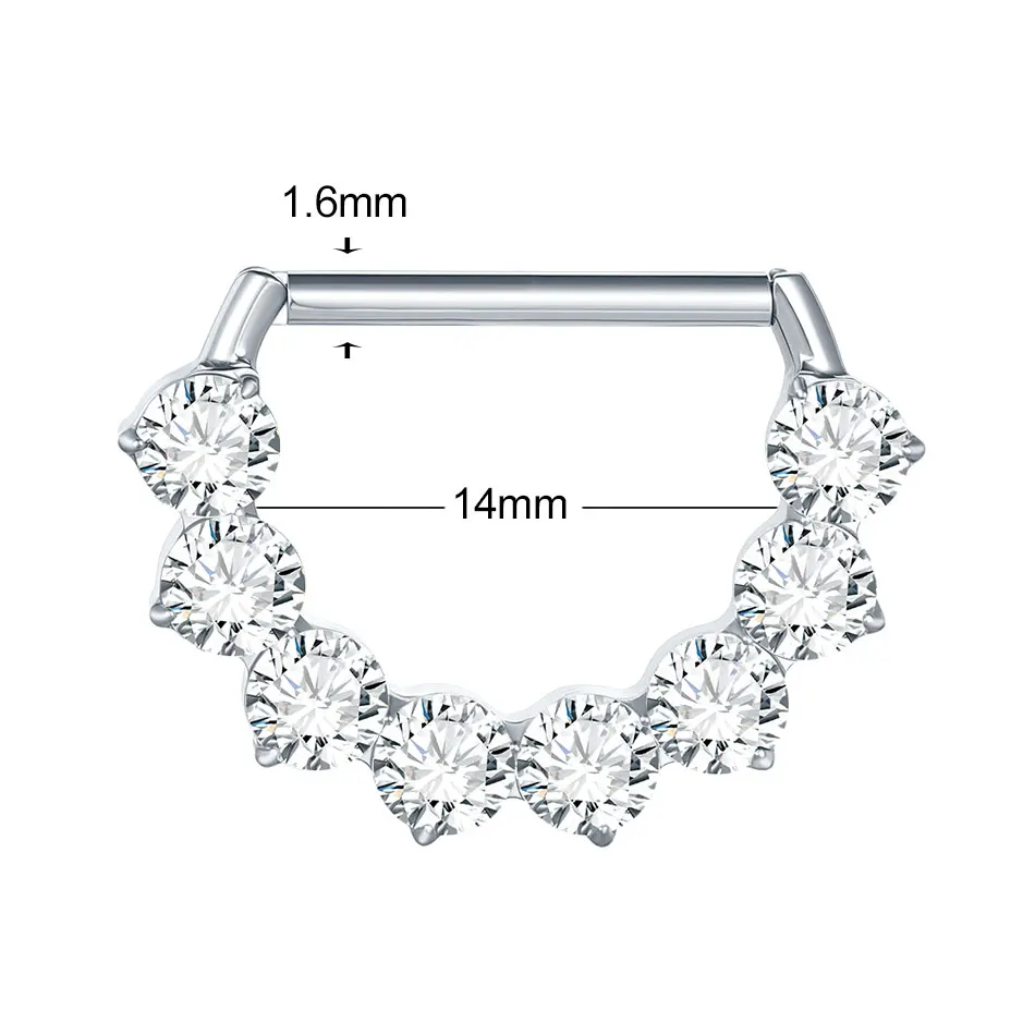 1Pc G23 Titanium CZ Zircon D Shape Nipple Piercing Ring 14G 14mm Nipple Barbell Jewelry Women Girl Nipple Shield Jewelry