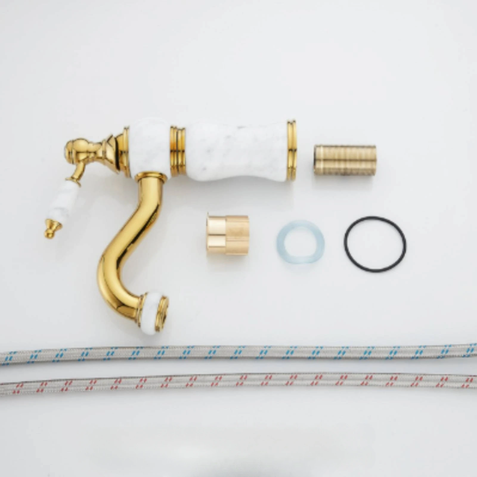 Faucet with Rotating Outlet Polished Gold Gooseneck Faucet Basin Tap Retro Rotatable for Bathroom, Powder Room
