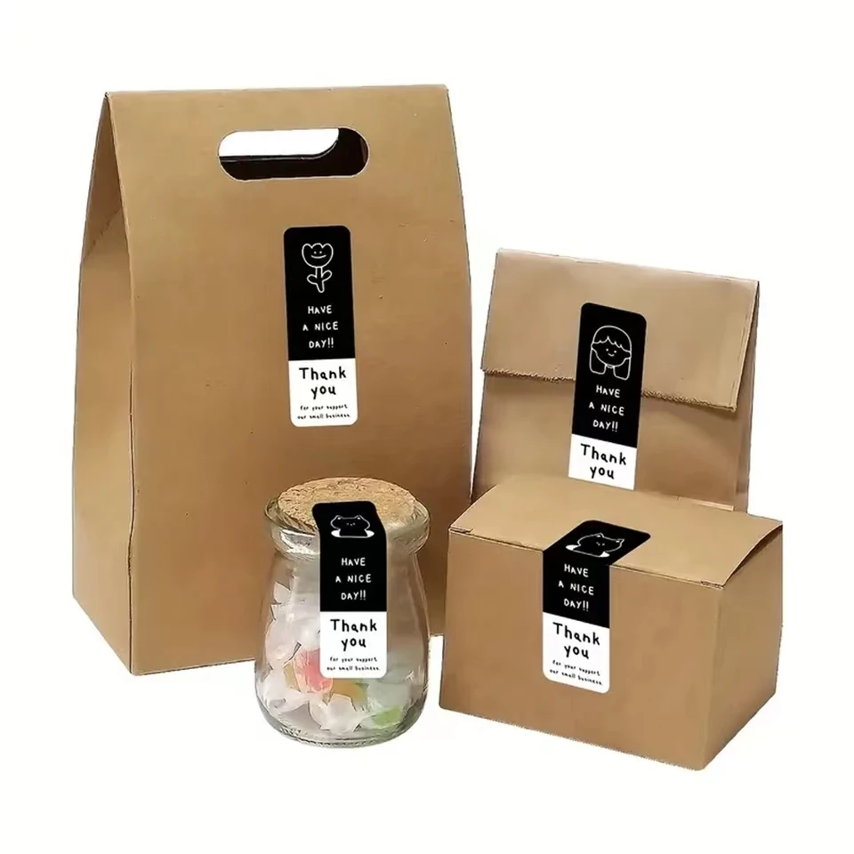 30-90Pcs Thank You Sticker Decorative Seal Labels for Small Business Gift Packaging Decoration Envelope Seal Shipping Stickers