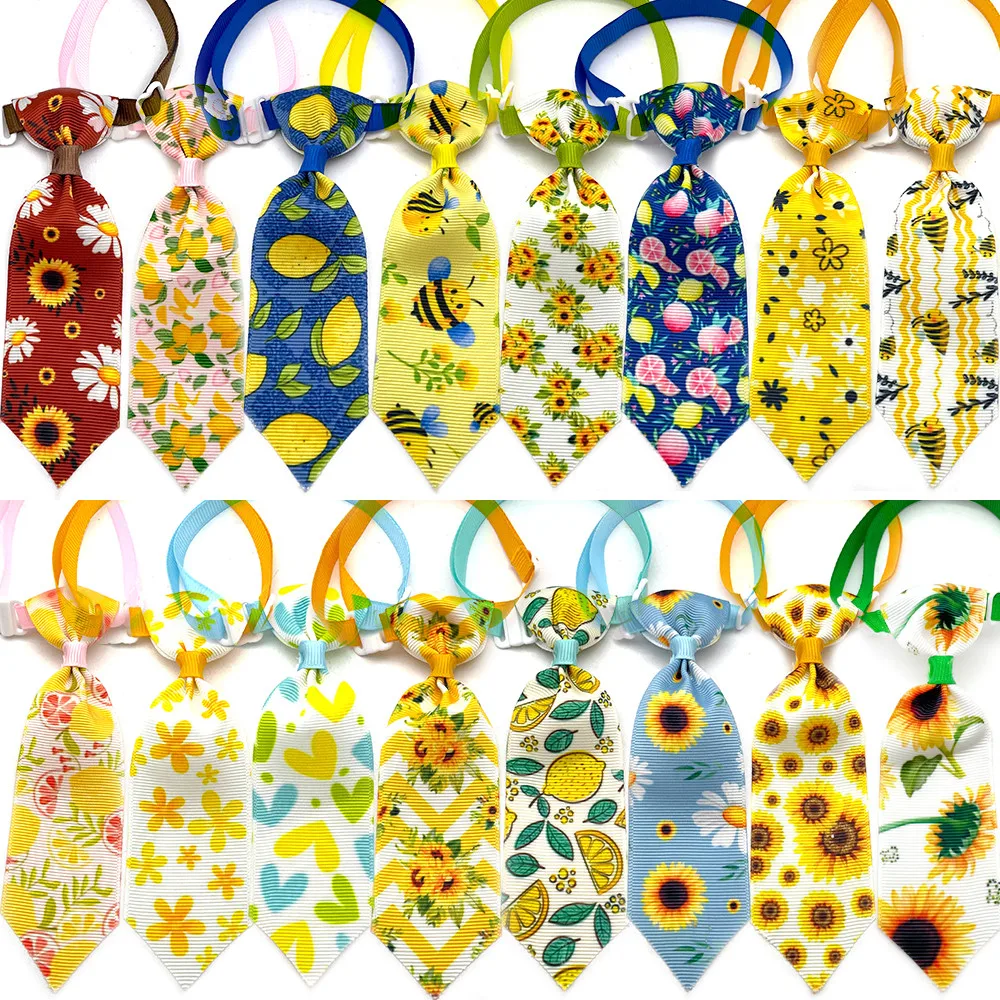 50/100pcs Spring Dog Bowtie Pet Supplies Sunflowers Pattern Small Dog Cat Bowties Neckties Cute Pet Dog Grooming Supplies