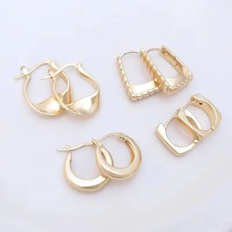 14K Gold Plated Diamond grain small fragrance wind half hole pearl clasp fashionable temperament earrings diy