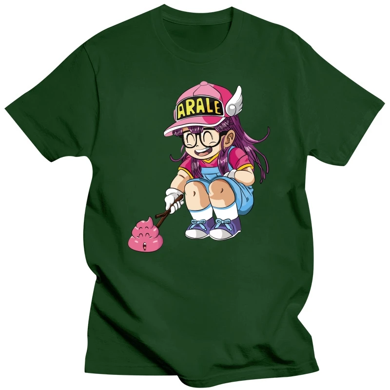 Arale Design Dr Slump japońska Manga czarna koszulka Homme T Shirt 100% bawełniane męskie ubrania z krótkim rękawem